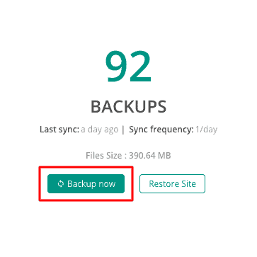  يمكنك إنشاء نسخة احتياطية في أي وقت تريده بالنقر على "Backup now"